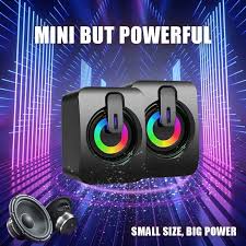 USB Wired HIFI Stereo Speakers with LED Light & Microphone for PC/Laptop