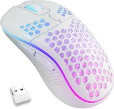 "2.4G Wireless RGB Gaming Mouse, Ergonomic Honeycomb Design, Type C Rechargeable, 6-Button, 3-Speed DPI"