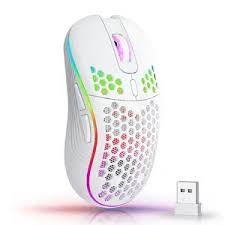 "2.4G Wireless RGB Gaming Mouse, Ergonomic Honeycomb Design, Type C Rechargeable, 6-Button, 3-Speed DPI"